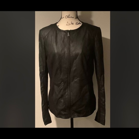T Tahari Jackets & Blazers - NWT T TAHARI Black Leather & Knit Jacket